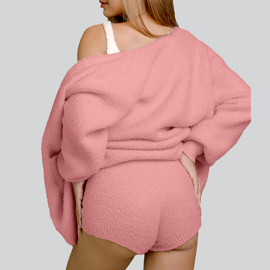 Babygirl Cuddly Knit Set (3 Pieces) - Dark pink