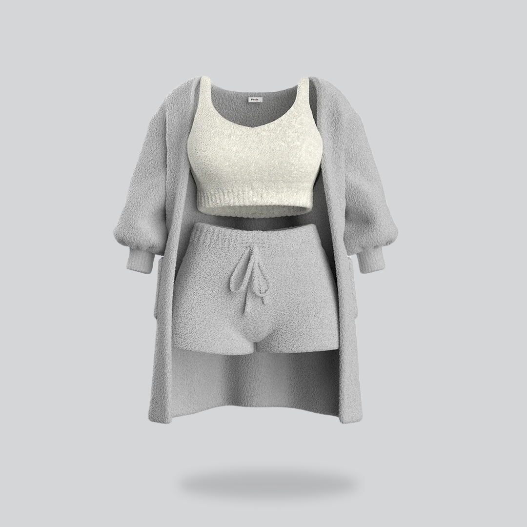 Babygirl Cuddly Knit Set (3 Pieces) - Grey