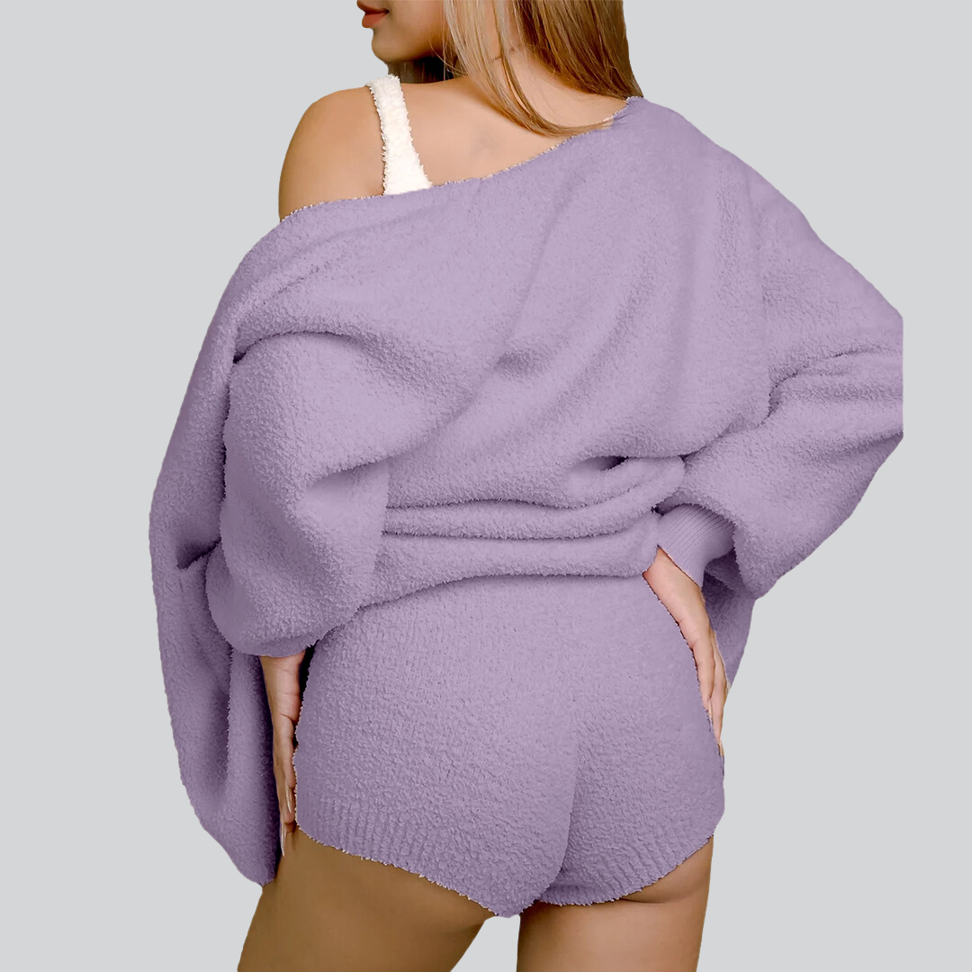 Babygirl Cuddly Knit Set (3 Pieces) - Purple
