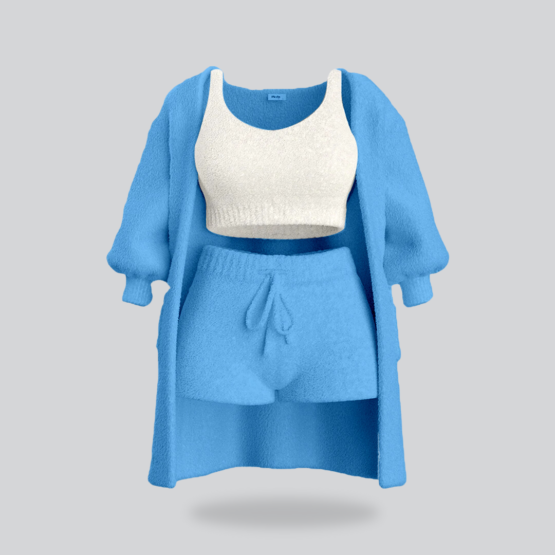 Babygirl Cuddly Knit Set (3 Pieces) - Light Blue