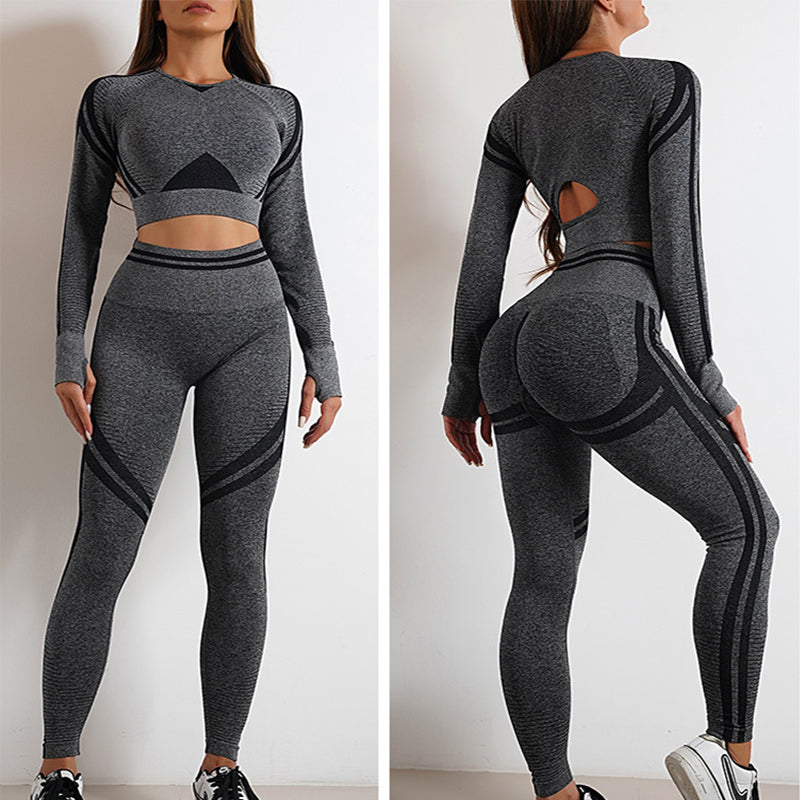 Gym Fitness Leggings And Long Sleeve Tops