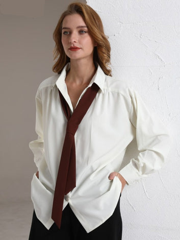 Spring Minimalist Long Sleeve Button Up Shirt - LevelUp Fashion